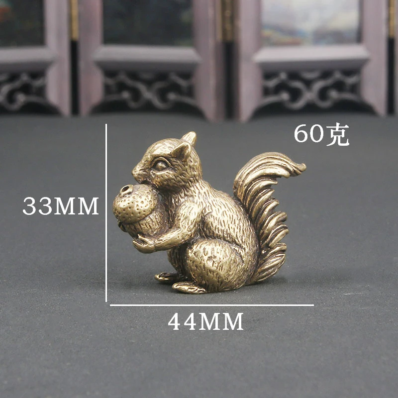 Brass Squirrel Holding Chestnut, Creative Incense Holder, Desktop Ornament, Collectible Art Piece, Tea Pet Decoration, Handicraf