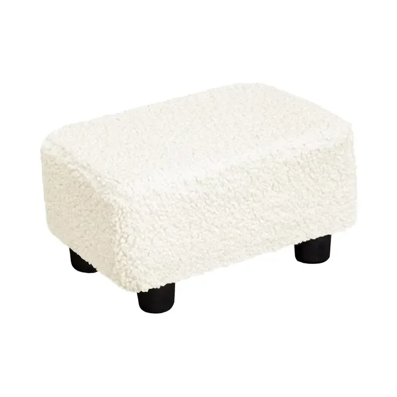 Faux Leather Lightweight Modern Foldable Rectangle Footstool with Padded Legs Extra Seat Ottoman for Living Room Bedroom