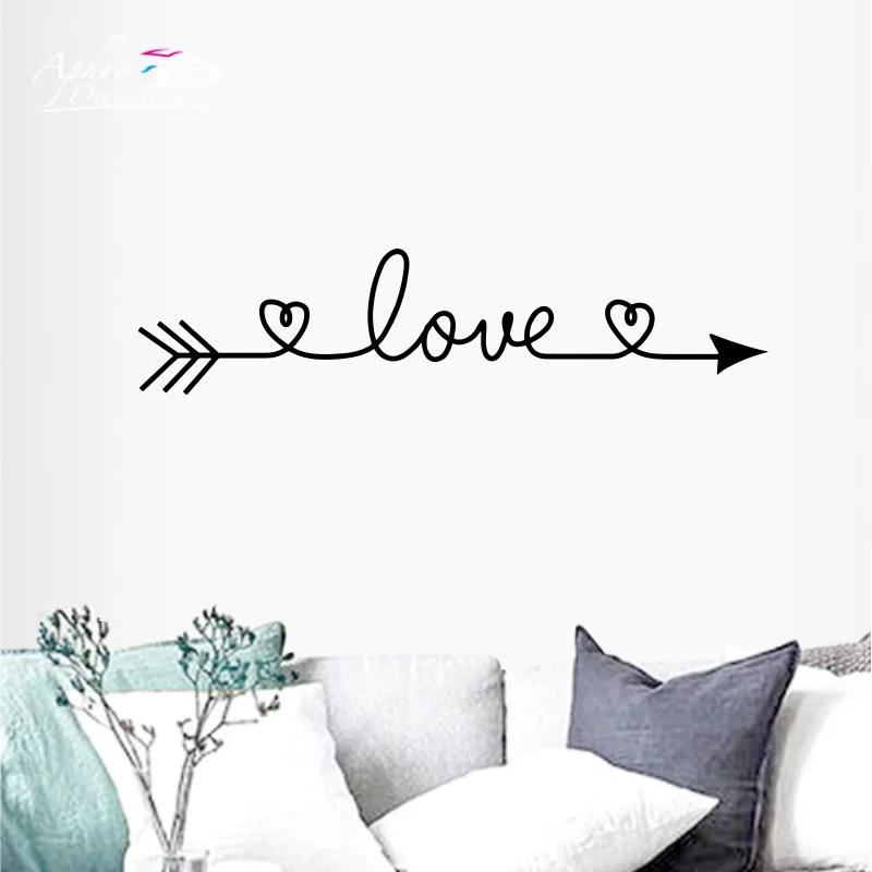 Bedroom car Sticker Cross Border Sculpture Double Heart Love text Wall Decal With Transfer Film English Wall Decorations