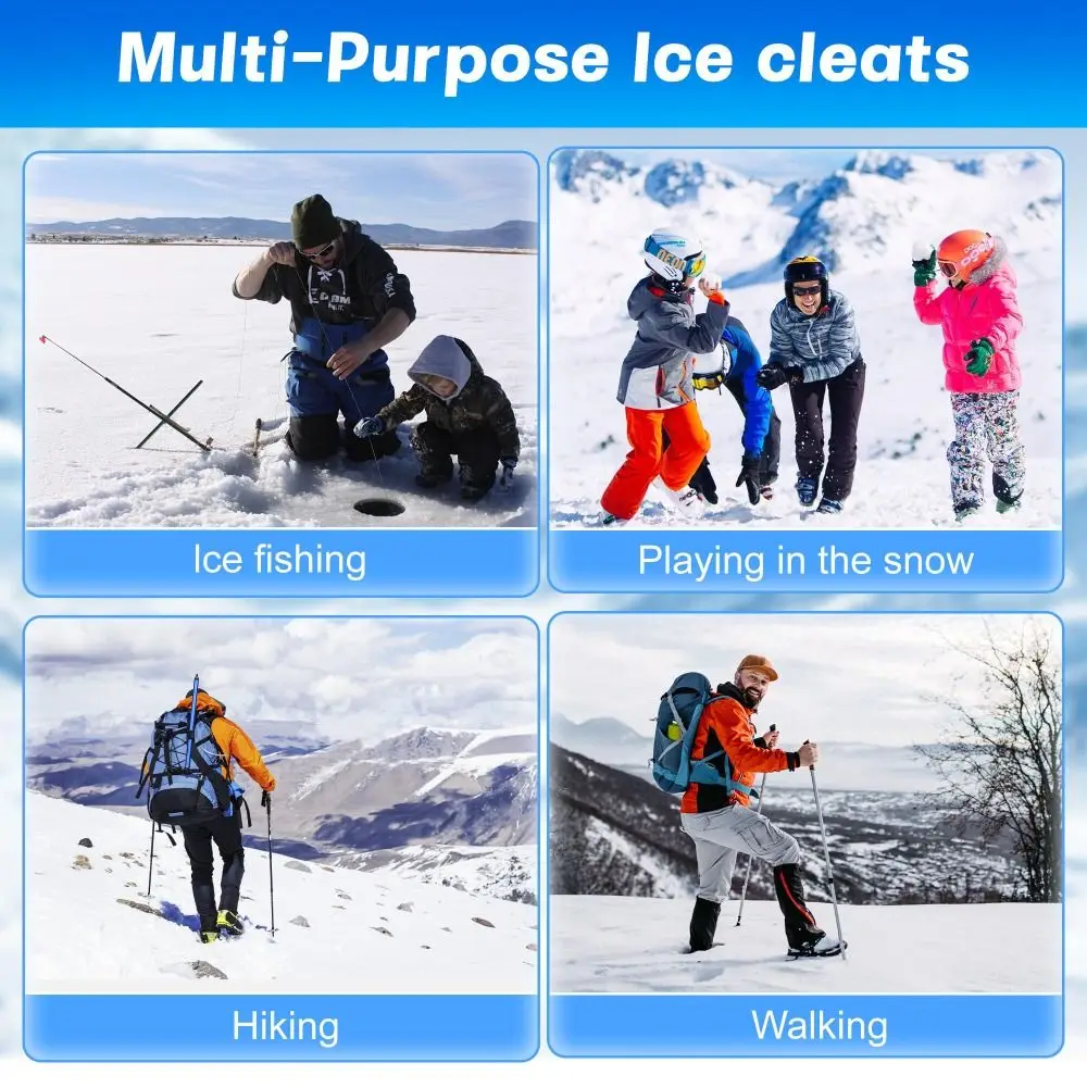 New 11 Studs Ice Snow Traction Cleats Non-slip Stretch Rubber Crampons Wear-resistant Gripper Snow Spikes Footwear Accessories