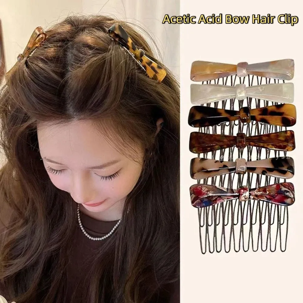 

Teeth Acetic Acid Bow Hair Comb Fixed Combs Styling Tool Bowknot Hairpin Barrettes Korean Style Headwear Anti Slip Bangs Clip