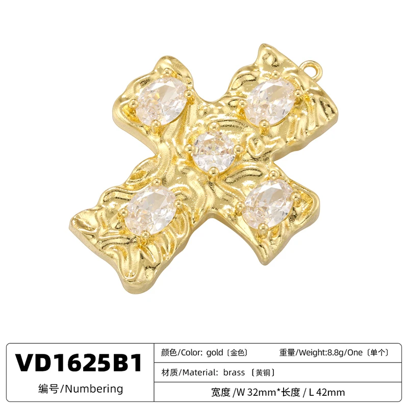 ZHUKOU Brass Material Cross Pendant Metal Pendant Pendant DIY Jewellery Making Accessories Handmade Necklace Gift:VD1624 VD1625