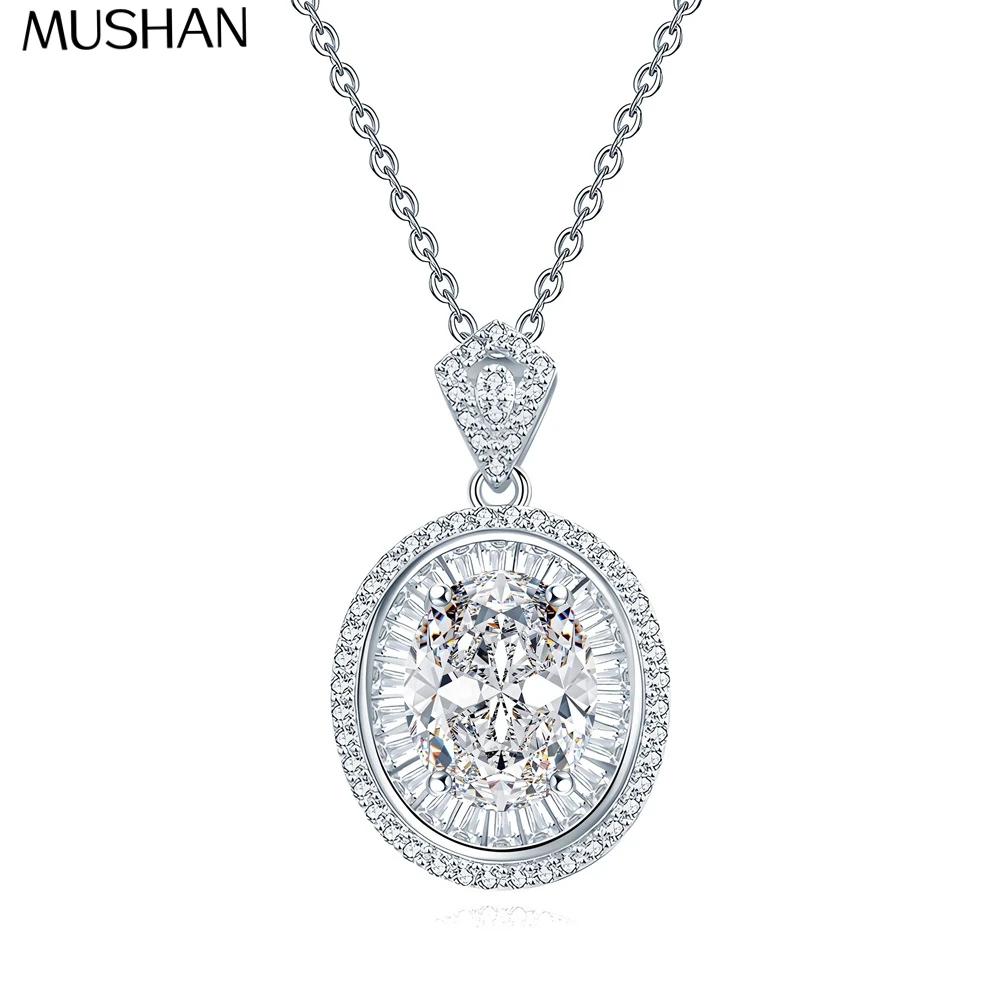 

MuShan Designer Jewelry 925 Sterling Silver Y Necklace Pear Moissanite for Wife Rhodium Plated MST Patent Party Y Necklaces