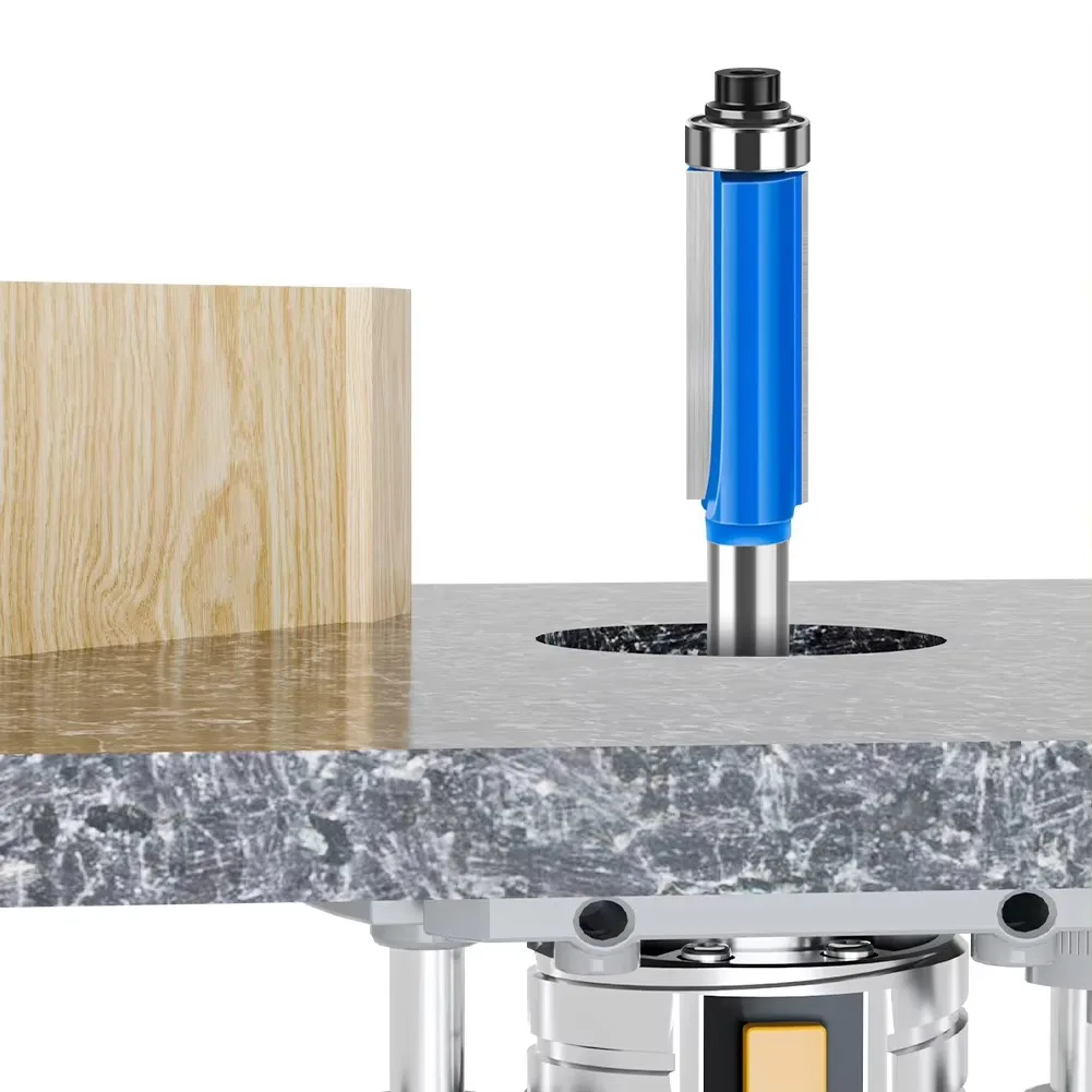 1 قطعة مجموعة من 8 مللي متر عرقوب التشذيب القاطع فلوش تقليم بت مع اثنين محامل بت التوجيه أدوات النجارة لقطع تشذيب الخشب