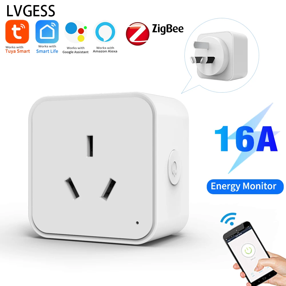 Tuya Zigbee Smart Socket AU Plug Smartlife App Wireless Remote Control Power Output Power Monitoring Timing Work with Aleax