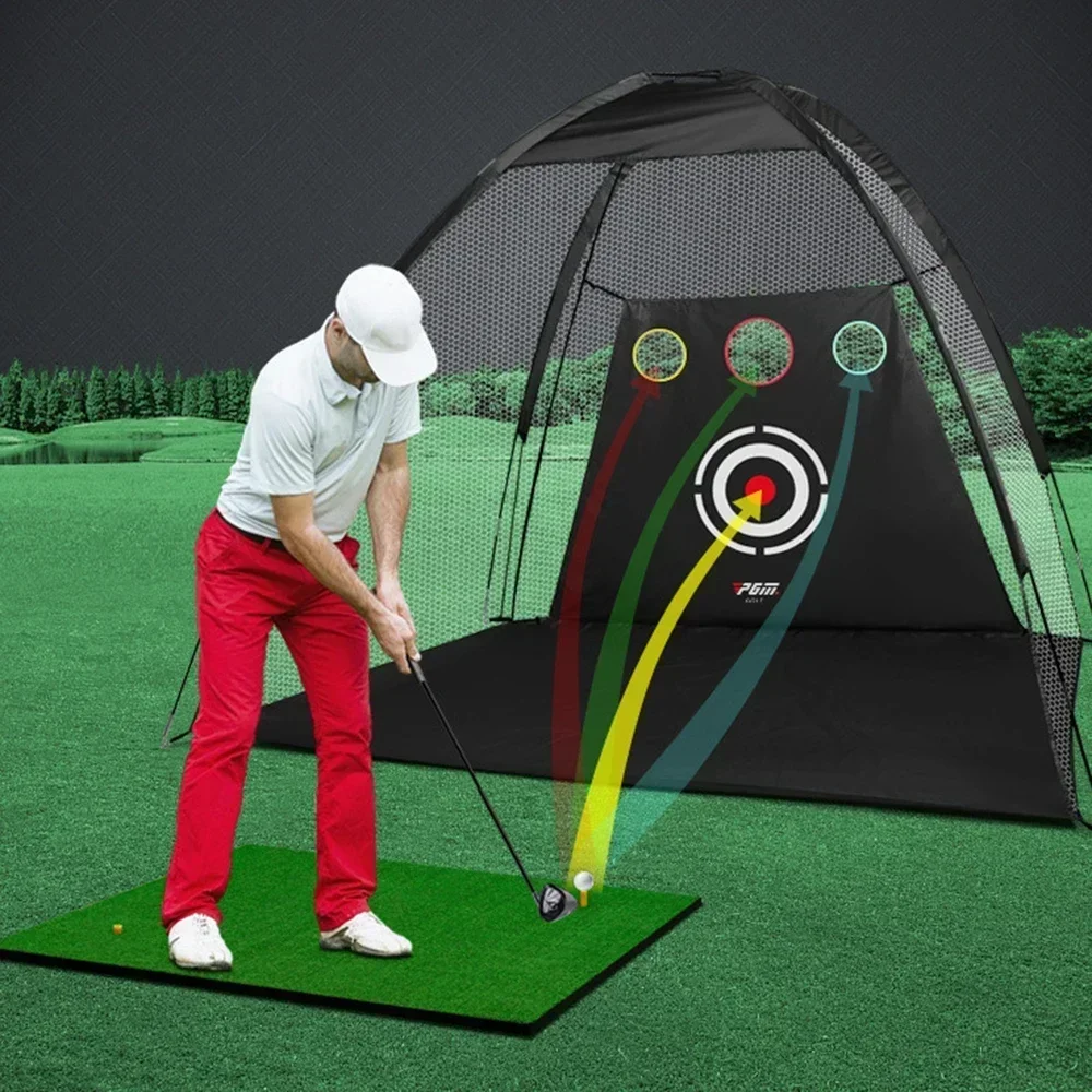 3m Golf Shot Practice Net, Indoor With Goal And Mat, Outdoor Golf Chipping, Swing Training Net