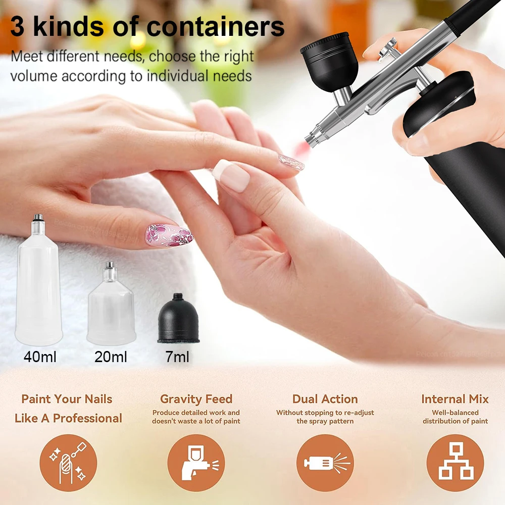 البخاخة مع ضاغط لاسلكي صغير البخاخة الفن اللوحة المحمولة بندقية رذاذ محمولة لطلاء الحرف البخاخة مسمار الفن #5