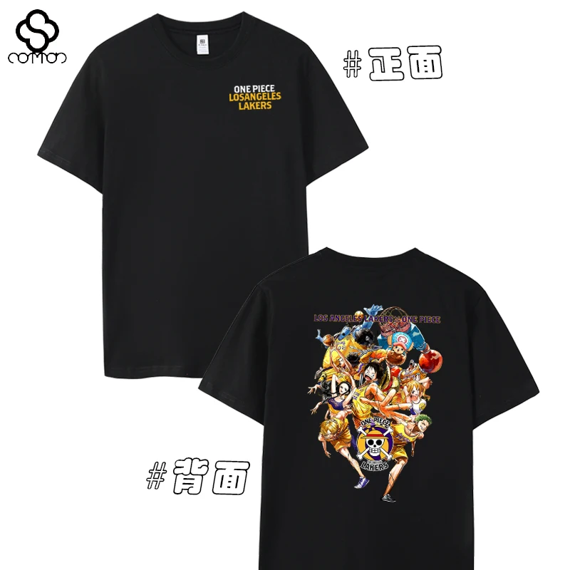 2025 Lakers Home Joint ONE PIECE เสื้อยืดแขนสั้นบาสเกตบอล Luffy Sanji Sauron Choppa เสื้อผ้าฤดูร้อน