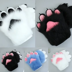 Guantes de uñas de felpa de dibujos animados, manoplas peludas de Anime, accesorios de Cosplay, disfraz de Halloween, guantes de pata, 2 piezas