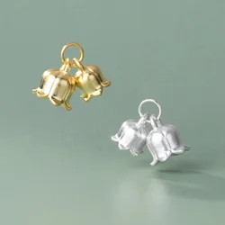1pc/lot 925 Sterling Silver Double Flower Jewelry Charms Necklace Bracelets Silver Decoration Pendants DIY Handmade Accessories