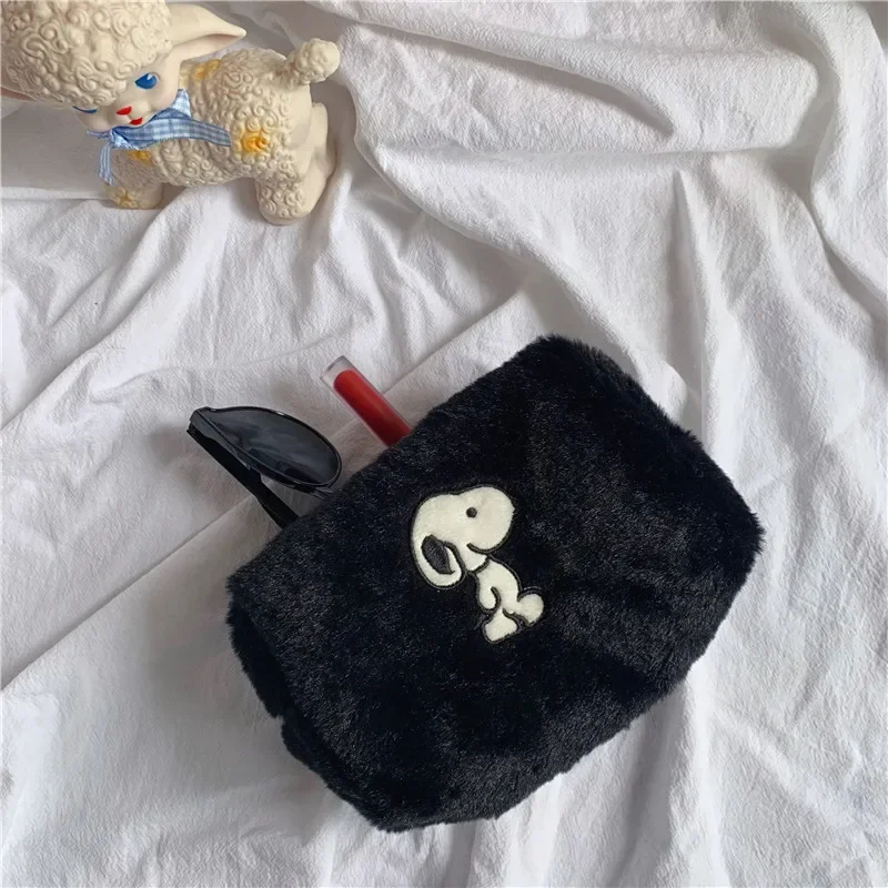 Snoopy Peluche Borsa per cosmetici Borsa per cosmetici da donna di grande capacità Organizzatore per trucchi Borsa per cancelleria Astuccio per