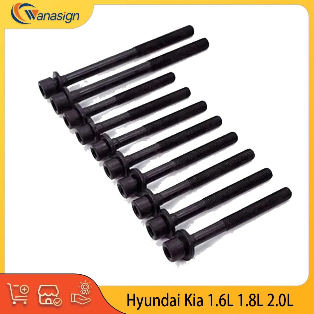 CYLINDER HEAD BOLTS SET FOR Hyundai KIA G4GR G4DF G4GF G4GC G4GC-G G4BB G4GB G4GM 1.6L 1.8L 2.0L L4 16V GAS 1.6 1.8 2.0 L 90-12