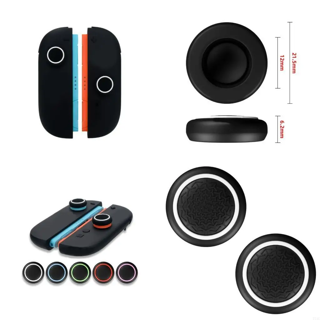 Silicone Double Color Thumbstick Caps Cover Shock Absorption For Gamepad Controller With Soft Grip And Protective Design 77JC
