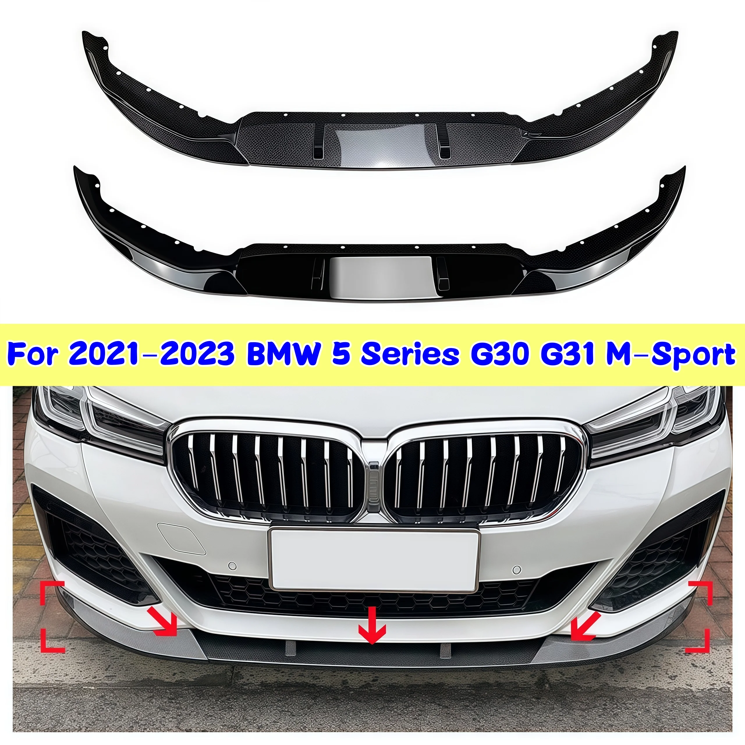 

For 2021-2023 BMW 5 Series G30 G31 Car Front Bumper Lip Spoiler Splitter Diffuser Bodykits Tuning Apron 520i 520d 530i 530d 550i