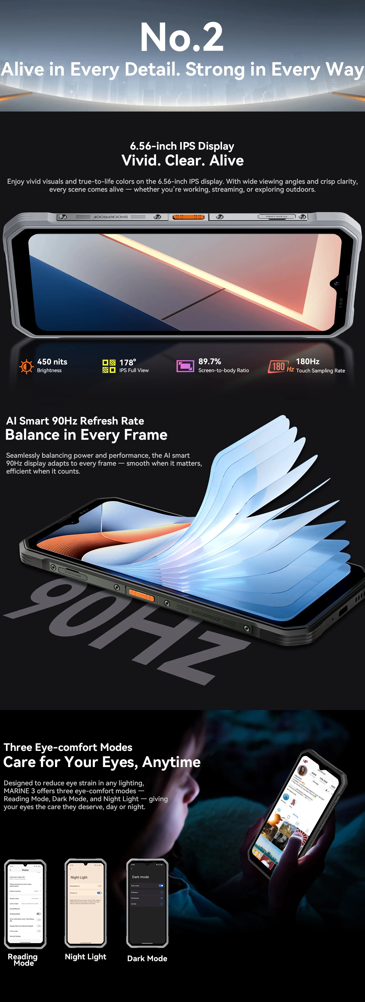 Global version Blackview OSCAL Marine 3 Rugged Smartphone Android 16 6.56" HD+IPS Display 24GB(8GB+16GB)+256GB NFC Mobile Phone