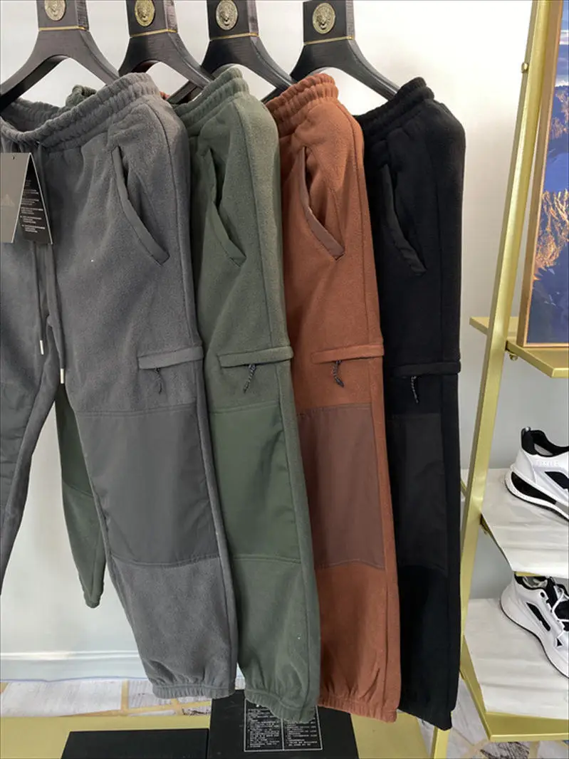 

Men's Outdoor Faion Sports Long Trousers Windproof Waterproof Dstring Elastic Waist Casual Pants Warm Sweatpants