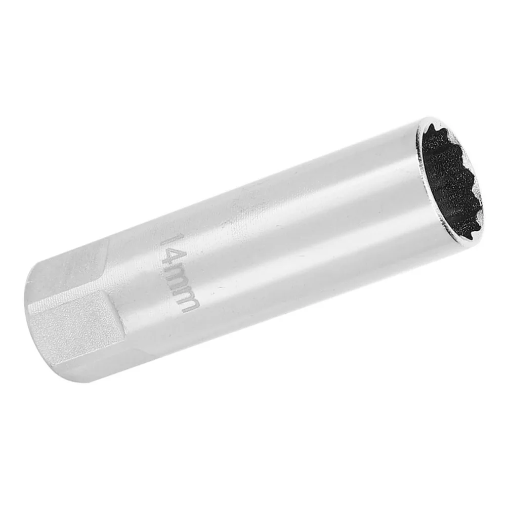 Chrome Vanadium Steel 14mm Spark Plug Socket Sliver Heavy Duty 3/8 Drive Thin Wall Socket Deep Spark Plug Socket Car Maintenance
