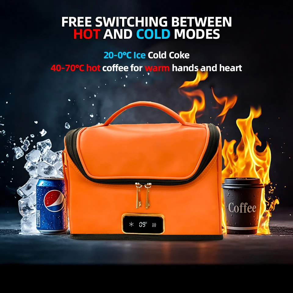Dual-Use Car Cooler Bag – Portable 12V Electric Heating and Cooling Freezer, Ideal for Outdoor Camping and Home Vehicles