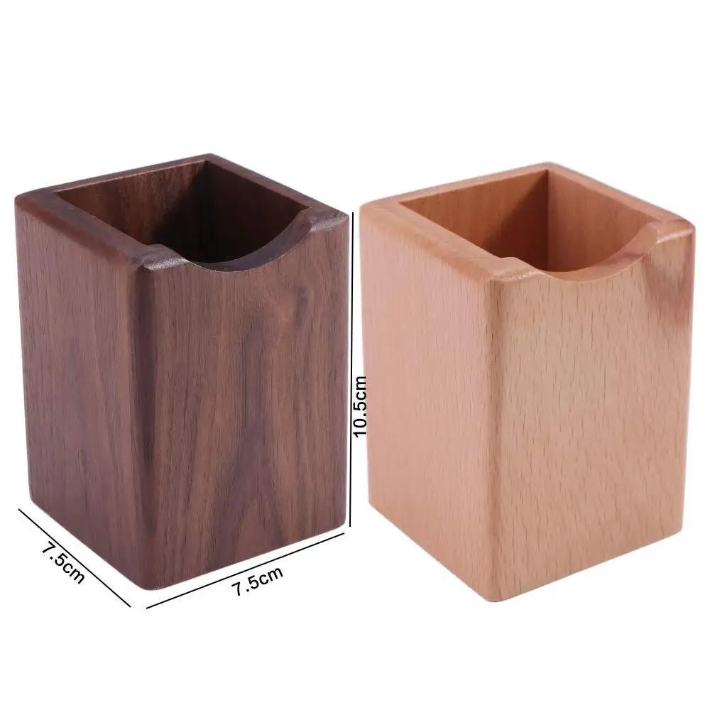 Pen Container Natural Wooden Pencil Holder Large Capacity Black Walnut Desk Organizer Retro Square Pen Holder Cup Student