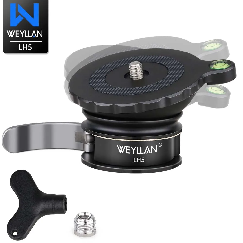 WEYLLAN LH5 Tripod Leveling Base Camera Leveler Metal Tripod Head Adjusting Leveler Flat Plate for Camera Tripod Monopod