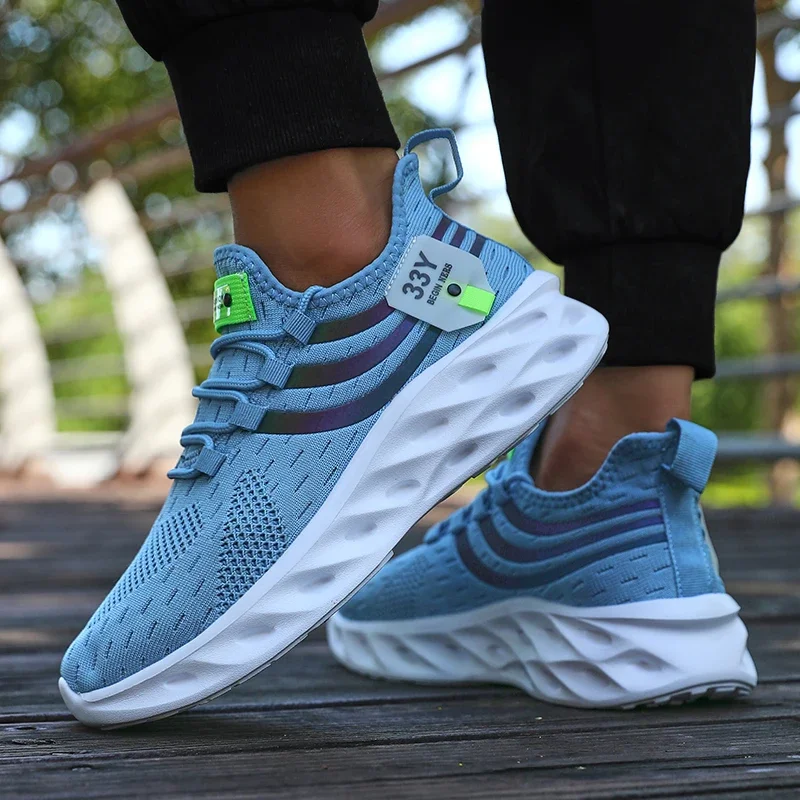 Men's Summer Breathable Mesh Shoes Lightweight Non Slip Knit Running Sneakers Trendy Aesthetic Focused Jogging Basketball Shoes image 6