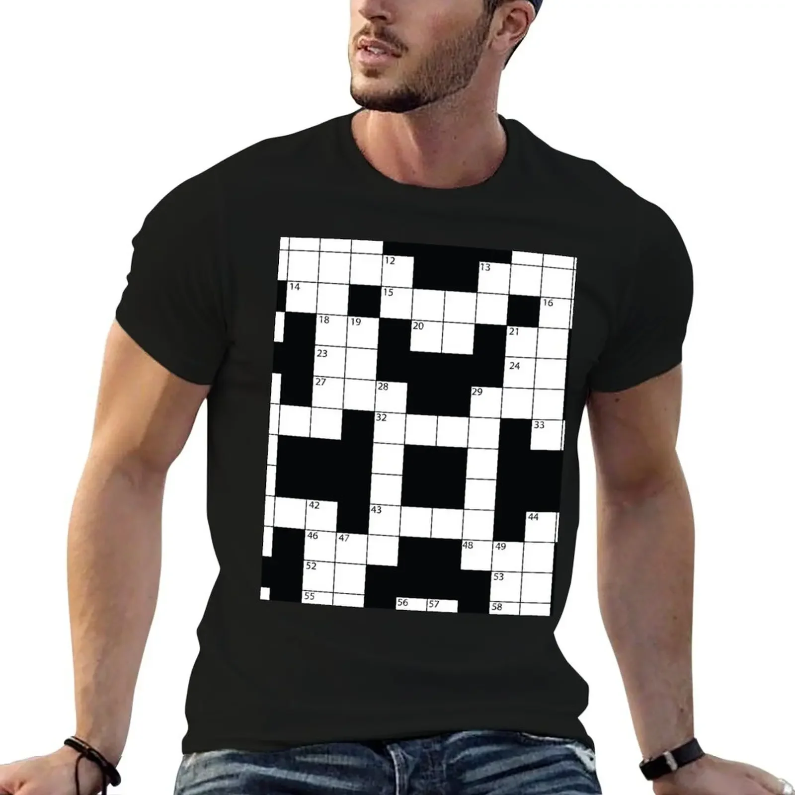 

Crosswords Thinking T-Shirt Short sleeve tee summer clothes mens graphic t-shirts hip hop