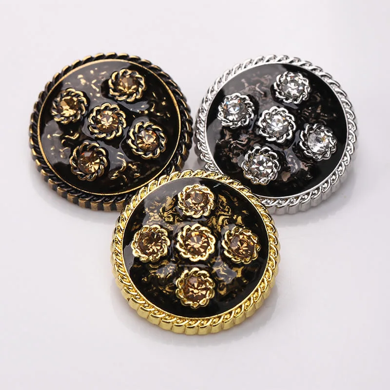 10PCS Of Rhinestone Flower Buttons Of Clothing High Quality Desgin Fashion Button Sewing Accessories Apparel Needlework