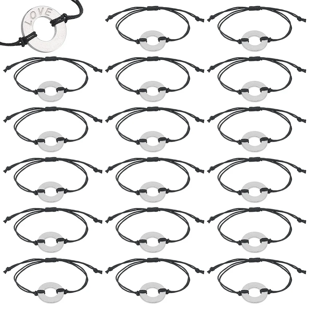 24pcs Aluminum Washer Bracelet Personalized Stamping Bracelet Blank Stamping Tags Bracelets with Adjustable Sliding Knot