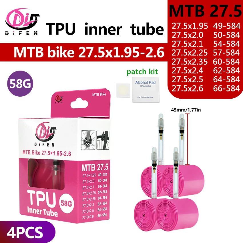 Difen TPU MTB Fahrradschlauch 29 26 27.5 29x1.95 2.0 2.1 2.2 2.3 2.4 2.5 2.6 Zoll Mountainbike-Reifen Pneu 29er