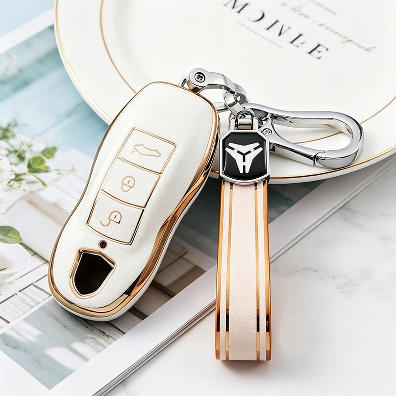 TPU Autoschlüssel-Hülle für Porsche Panamera Spyder Carrera Macan Cayman Cayenne 911 970 981 991 Schlüsselanhänger Auto-Zubehör