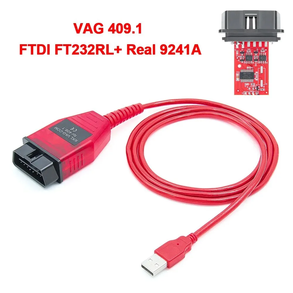 VAG 409.1 Red Board KKL 409 FTDI FT232RL Real 9241A OBD Automotive Diagnostic Cable