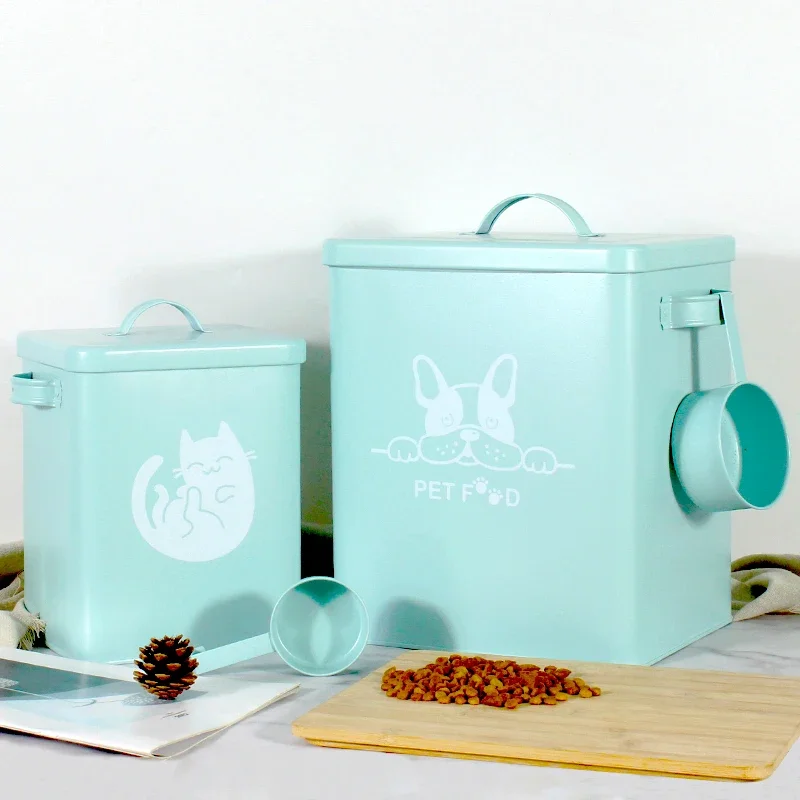 

Домашние прямоугольные коробки для хранения еды для домашних животных с герметичными контейнерами с рисунком кошки и собаки, коробка-органайзер для держателя еды для риса