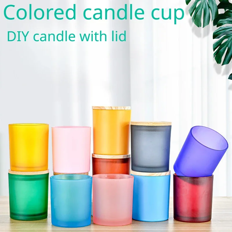 

300ML Colorful Simple Glass Cup DIY Candle Cup Windproof Cup Homemade Candle Can DIY Aromatherapy Atmosphere Material