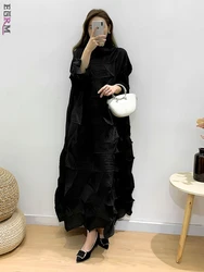 EGRM Maxi Pleated Dress for Women Solid Irregular Fold Turtleneck Elegant Formal Dresses 2023 Summer New Female Clothes 8RM2516