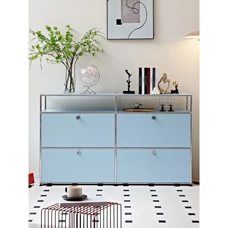 Bauhaus modular cabinet blue sideboard modern simple TV cabinet display cabinet