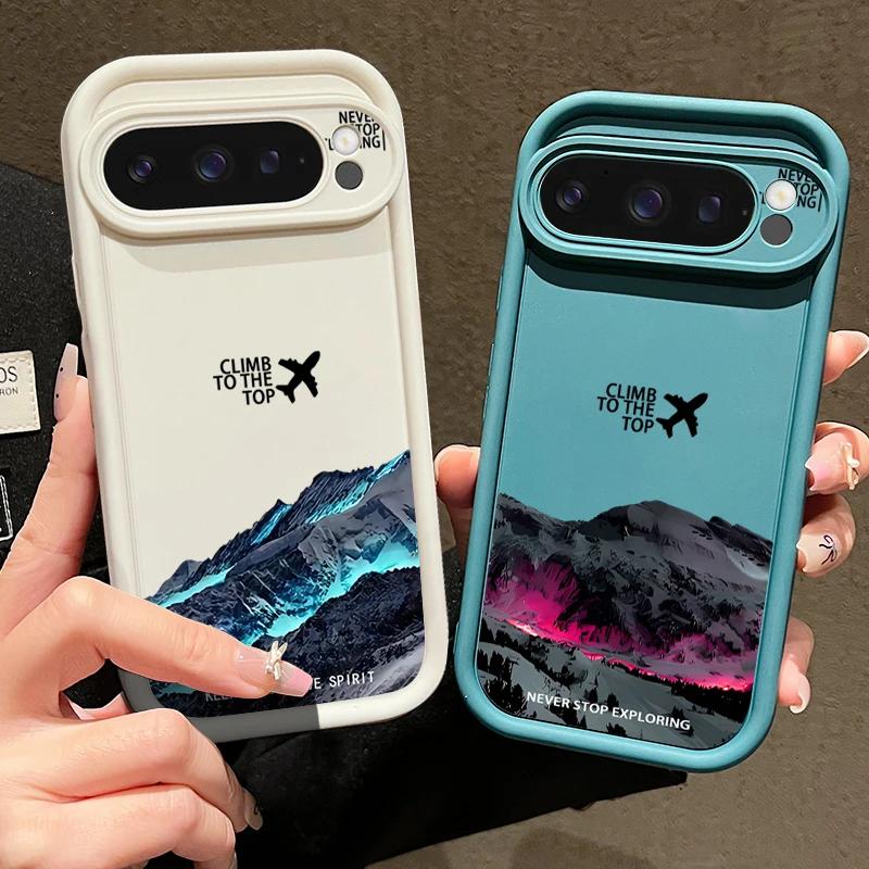 Etui na telefon z motywem samolotu, śnieżnych gór, do Google Pixel 10 9 8 7 Pro 8A 7A Pixel 9 10 Pro XL, odporne na wstrząsy, jednokolorowe, z TPU.
