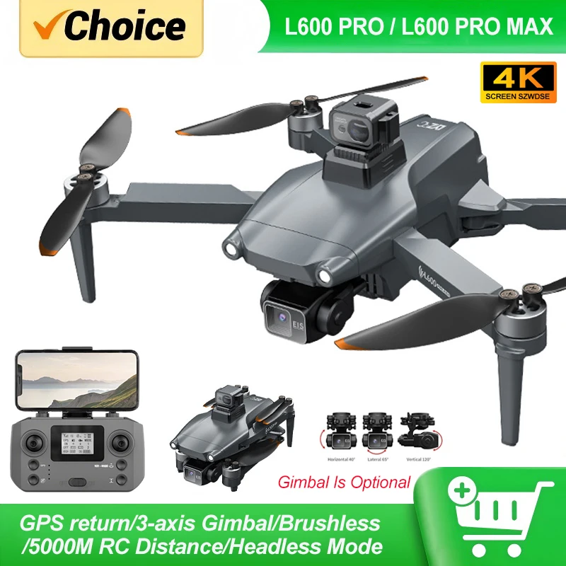 L600 PRO / L600 PRO MAX Drohne 4K Professionelle HD Doppelkameras 3-Achsen-Gimbal 5G WIFI Bürstenlos Hindernisumgehung Sicherheitsdrohne