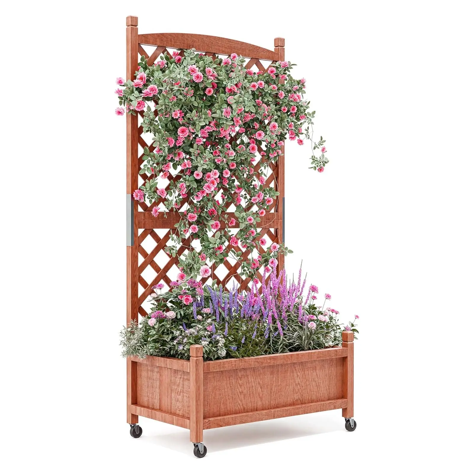Raised Garden Bed On Wheels 59 Inch Elevated Wooden Planter Box With Legs And Trellis Elevated Garden Bed For Vegetables