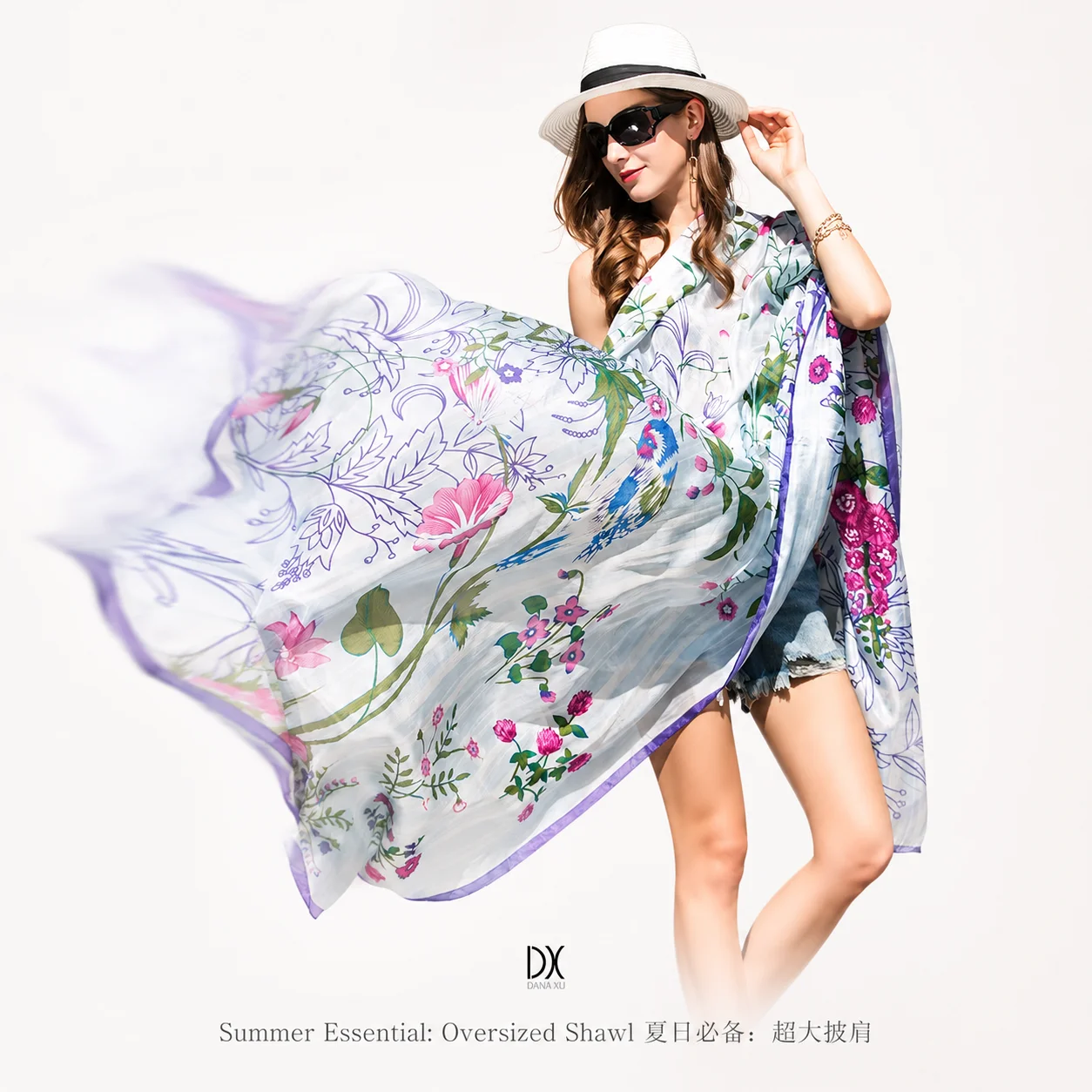 DANA XU Pañuelos de Seda 100% para la Cabeza, Hijab Musulmán para Mujer, Pañuelo de Jersey, Chales Burbuja, Bandana Grande para Mujer, Poncho, Foulard 2017