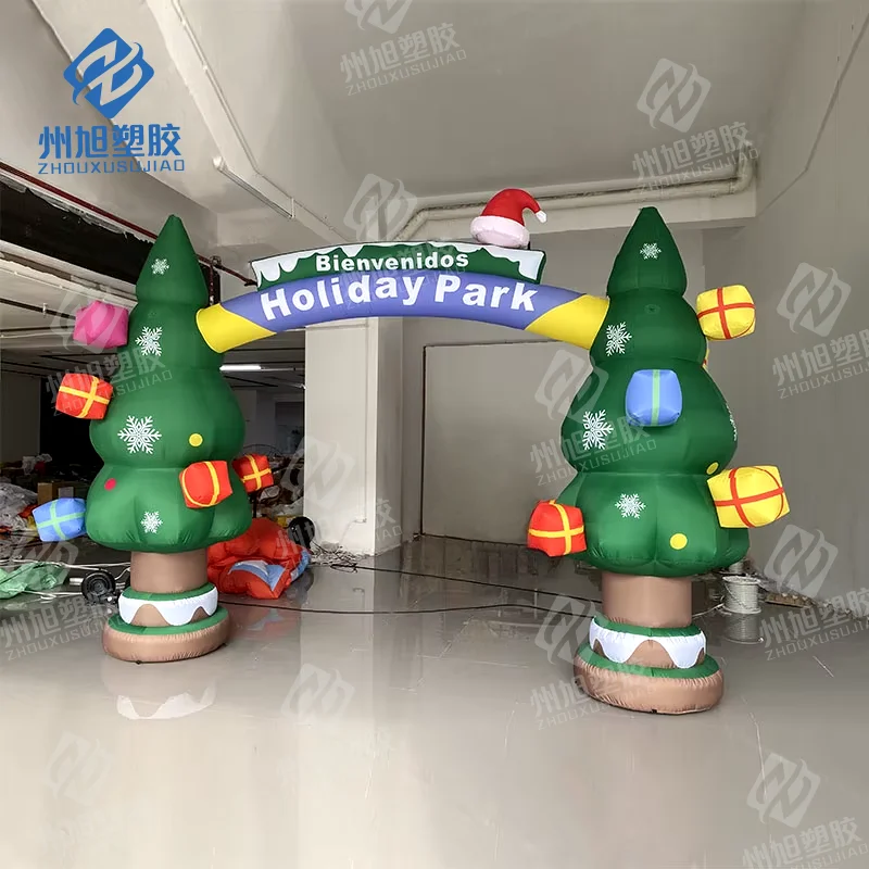 Porta gigante dell'albero gonfiabile di Natale per la decorazione dell'arco di Capodanno