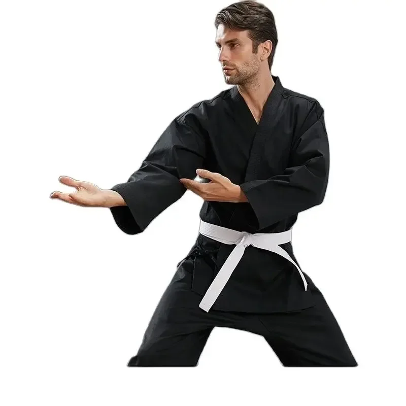 Uniforme de karaté pour enfants et adultes, uniforme d'arts martiaux de karaté Gi, ceinture gratuite, Judo Gi, noir et blanc