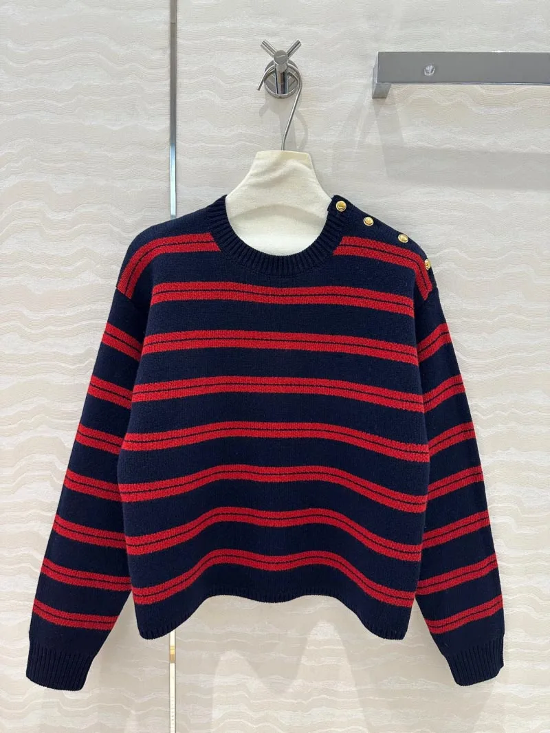 2024 New Women's Christmas Atmosphere Knitted Striped Hoodie Wool High Quality Autumn/Winter Sweater Christmas Fashion Exquisite