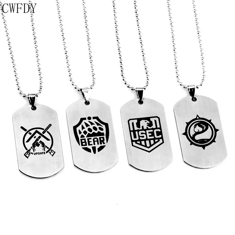 New Game Escape From Tarkov Beads Stainless Steel Pendant Necklace BEAR USEC Necklaces For Women Men Jewelry Birthday Gifts 70cm