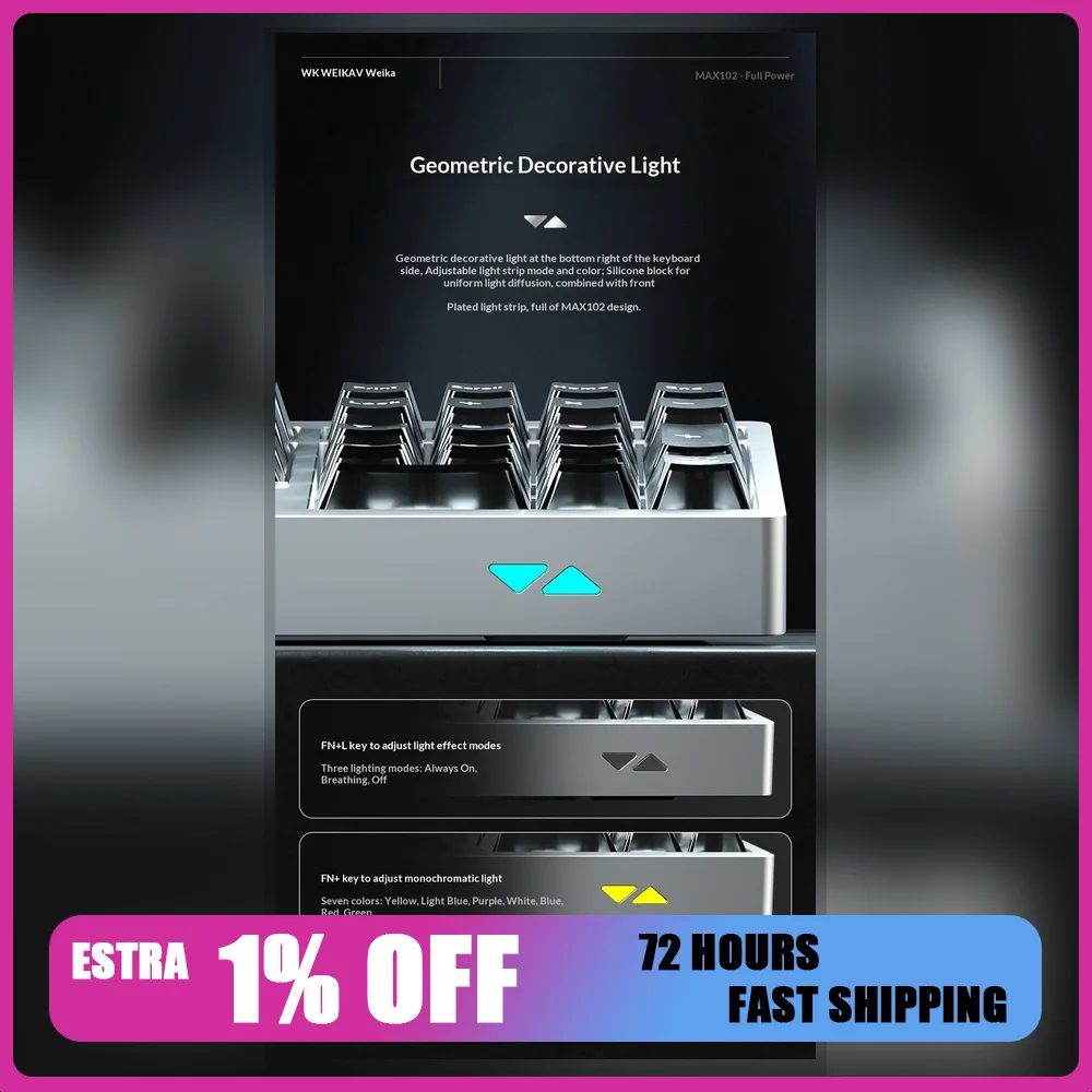 WEIKAV MAX102 Tri-Mode Aluminum Mechanical Keyboard 10000mAh Battery Hot-Swappable RGB For Gifts