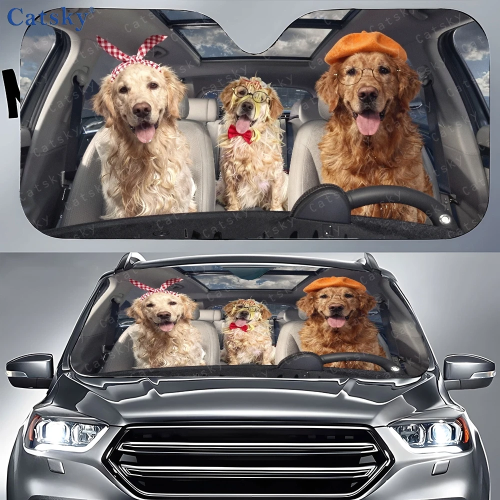 

Group of Three Dogs Sitting in The Back Seat of A Car Car Auto Sunshades Car Sunshade, Front Window Sun Cover for Car, Auto Suns