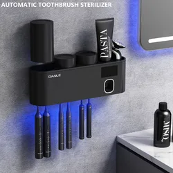 UV Toothbrush Sterilizer Rechargeable Fast Drying Wall-mounted Tooth Brush Holder for Bathroom Organizer Accessories Set