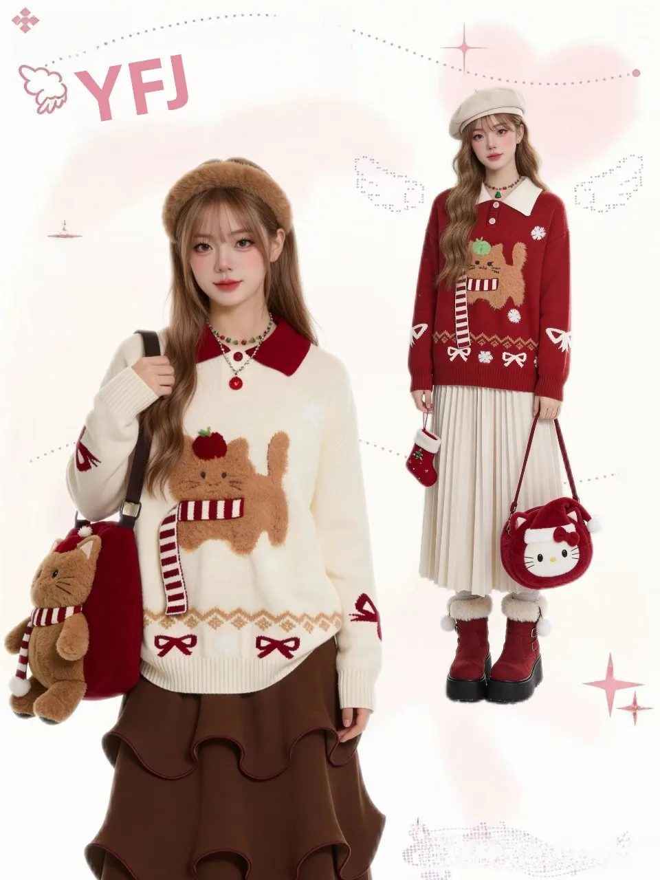 

Милый вязаный свитер-воротник для женщин Cisas Red: уютный, с круглым вырезом, длинными рукавами, теплый, повседневный, модный дизайн