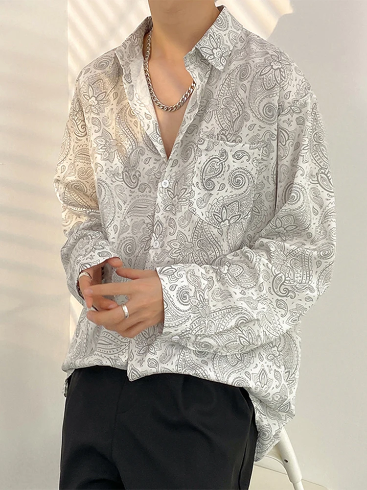 

Мужская летняя футболка из тонкой ткани Advanced Ice Silk Haome Long Sve с цветочным принтом в стиле барокко, повседневная, молодежная, модная