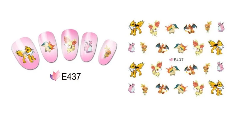 Pokemon Pikachu Nail Art Sticker Straight Curved Liner Striped Tape Wrapped Geometric Ornament Cartoon Nail Art 10pcs/Set