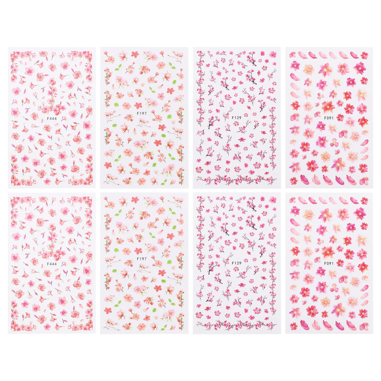 

8 Sheets Flower Nail Stickers Art Decoration Decals Supplies Cherry Manicure Gel Acrylic Natural False Nails Tips Women